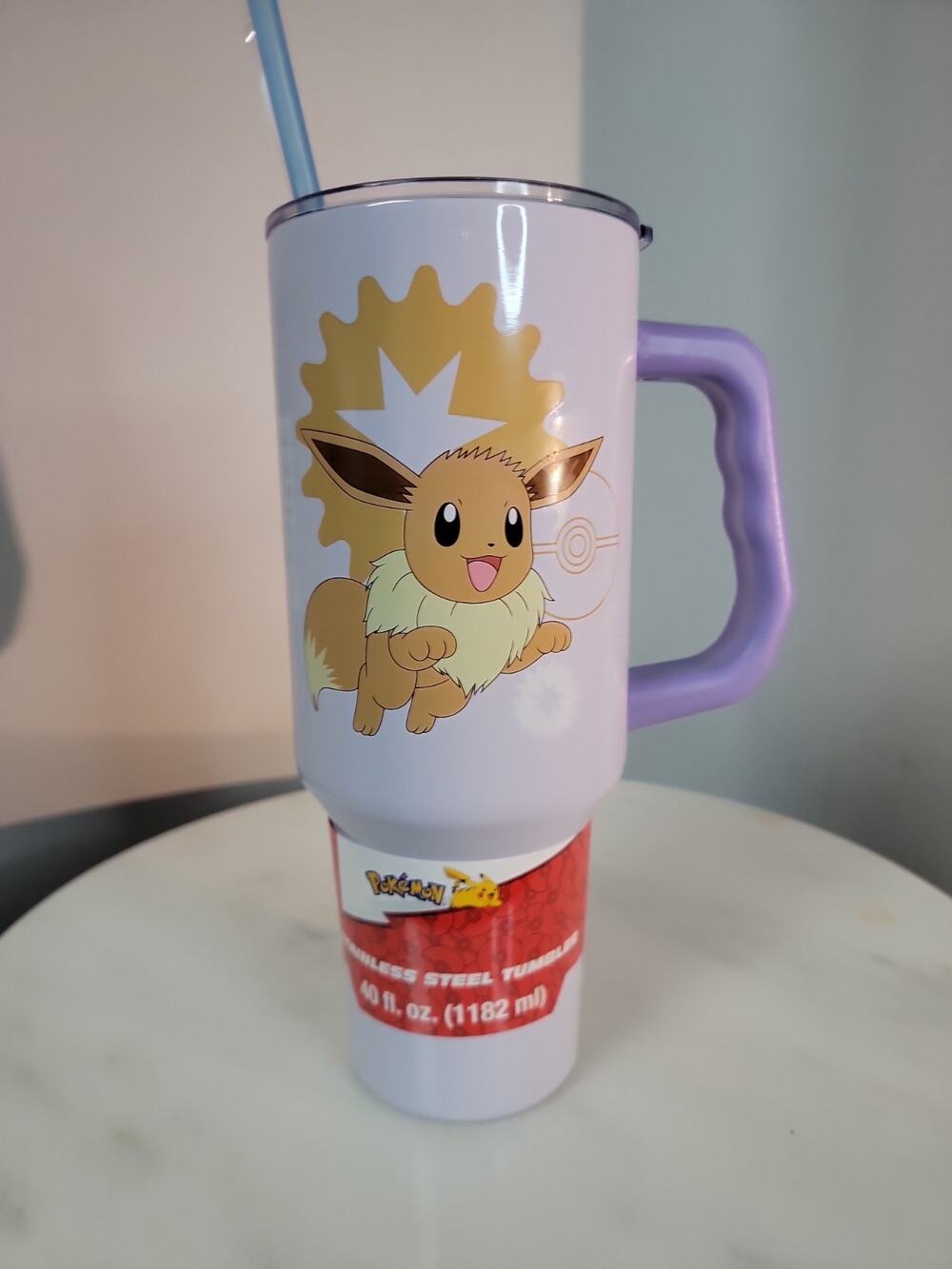 Silver Buffalo Pokemon Eevee #0133 Stainless Steel Tumbler with Straw 40oz Lilac